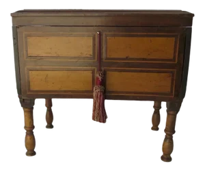 Small Lift Top Chest on Legs Inlaid Spanish Colonial Side Table