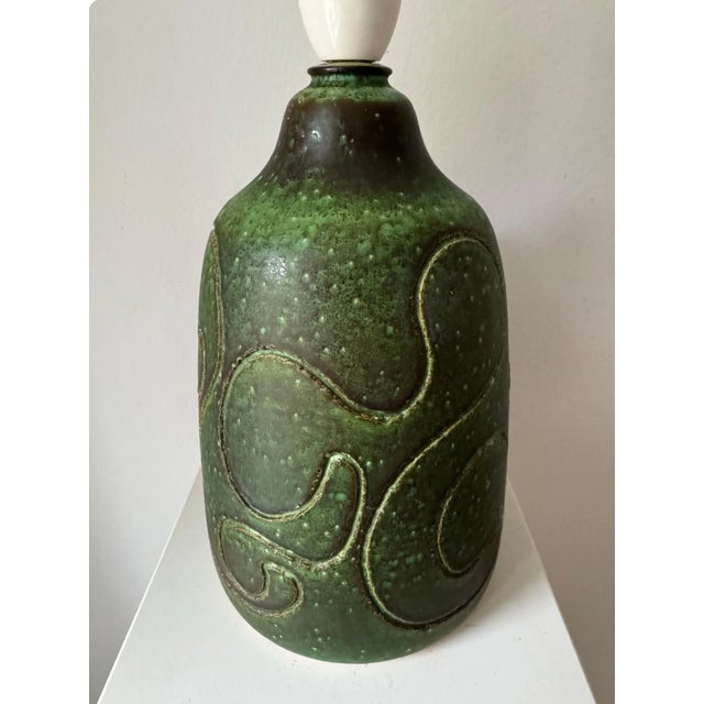 Classic danish studio pottery. Stoneware table lamp /lamp foot, by danish ceramist Birthe Sahl, handmade in the 1970s The...