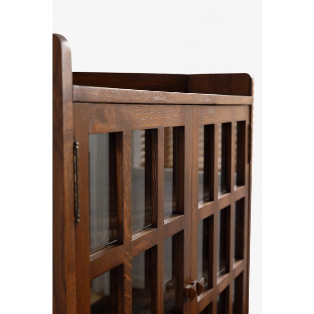 Brown Mission Oak Corner Bookcase / Cabinet - Walnut For Sale - Image 8 of 8