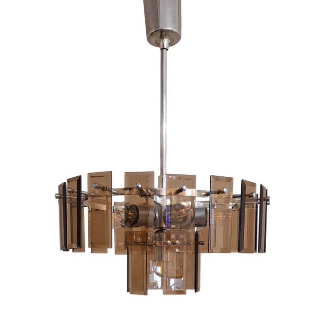 Vintage Chandelier with Silver-Colored Metal Frame, 1970s For Sale