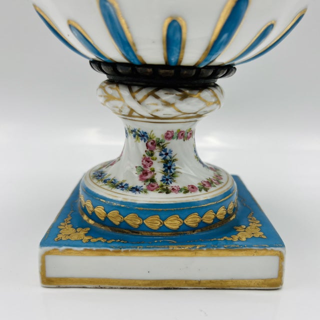 Antique French Sevres Style Porcelain Double Handled Urn For Sale - Image 10 of 16