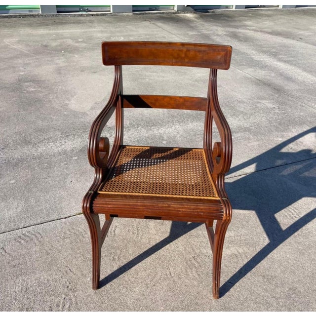 Brown Regency Style Metamorphic Cane Seat Library Chair, Steps, by Bittner, Louisville For Sale - Image 8 of 12