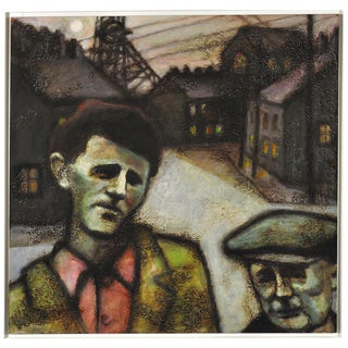 Peter Ross, The Young Richard Burton and His Father, Pontrhydyfen, Neath, Port Talbot, Wales, Oil Painting, 2013, Framed For Sale