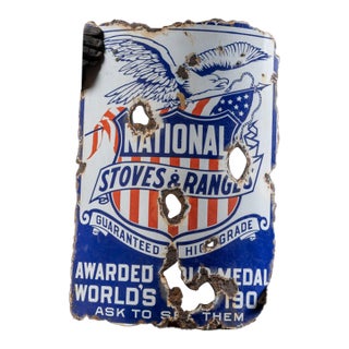 Early 1900s National Stoves and Ranges Porcelain Sign For Sale