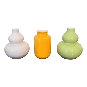 1990s Trio of Early Chinese Bo Jia Ceramic Vases