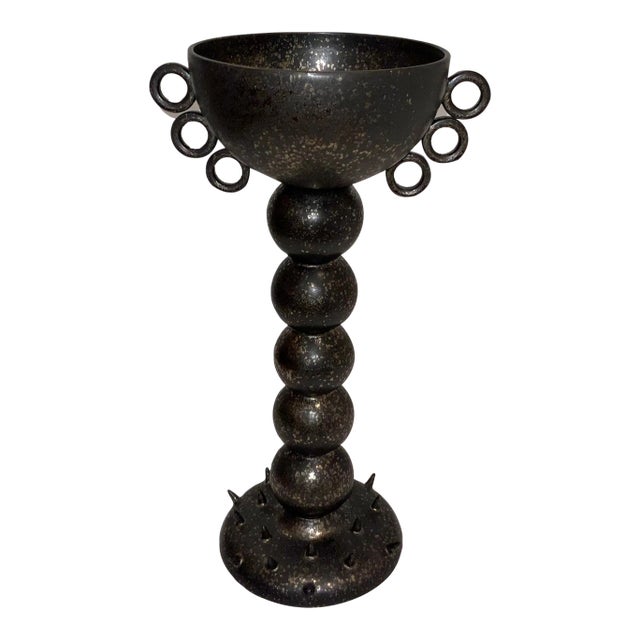 Global Vies Modern Bronze Finished Spiked Ring Vase For Sale