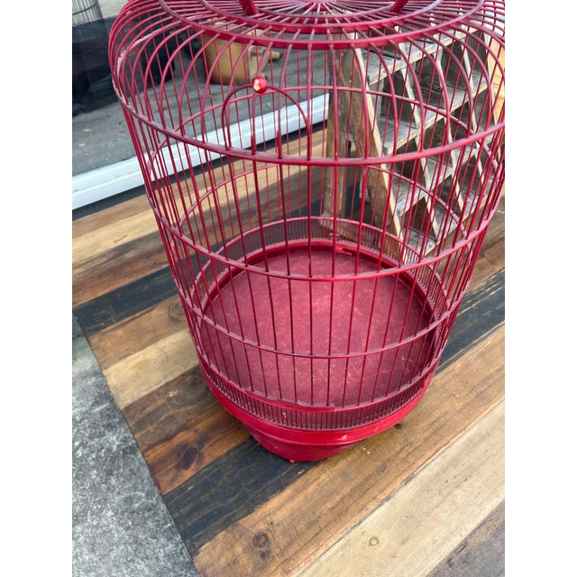Gothic Vintage Red Wood Bird Cage For Sale - Image 3 of 7