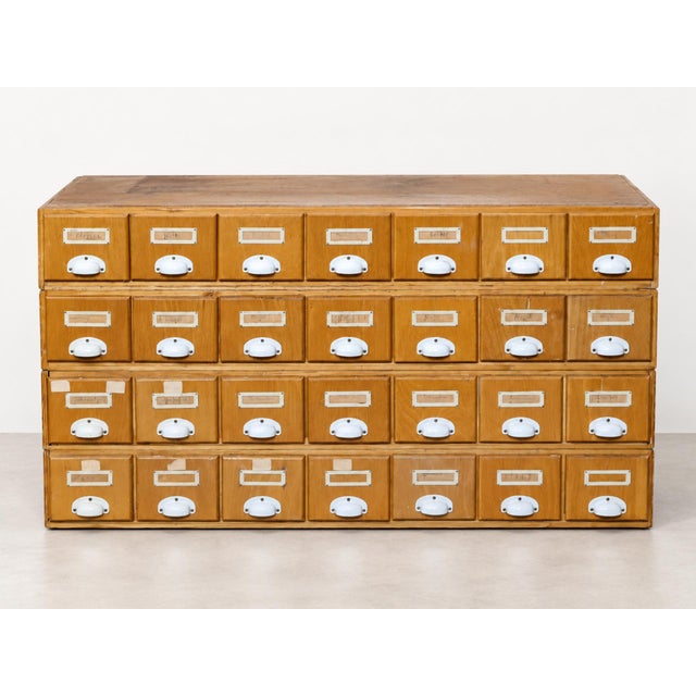 Industrial Wooden Catalog Cabinet, East Germany, 1970s For Sale - Image 9 of 9