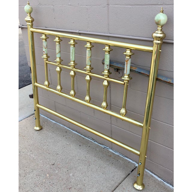 Traditional Brass Double Headboard With Onyx Spires & Spheres Chairish