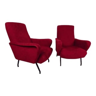 Pair Marco Zanuso Style Lounge Chairs For Sale