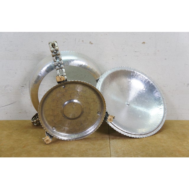 Vintage Hammered Aluminum Chafing Dish Server W/ Pyrex Glass Insert Dogwood Legs For Sale - Image 14 of 14