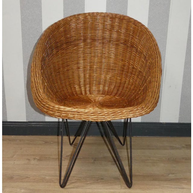 1950s Wicker Chair by Teun Velthuizen for Urotan, Netherlands, 1950s For Sale - Image 5 of 13