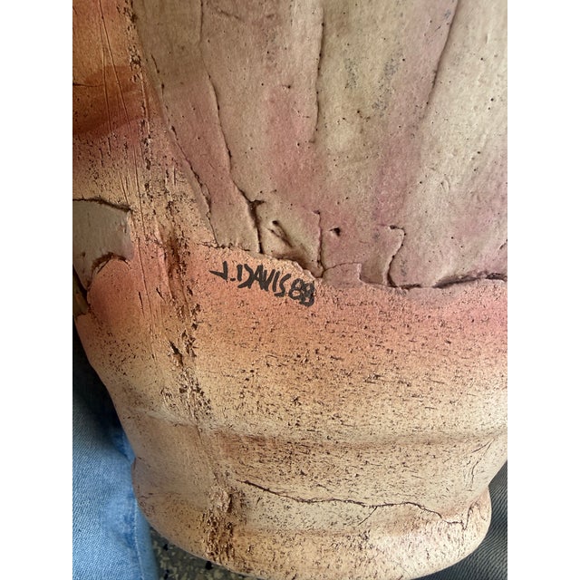 Rustic 1980s Large 17" John Davis Studio Art Pottery Vase For Sale - Image 3 of 8