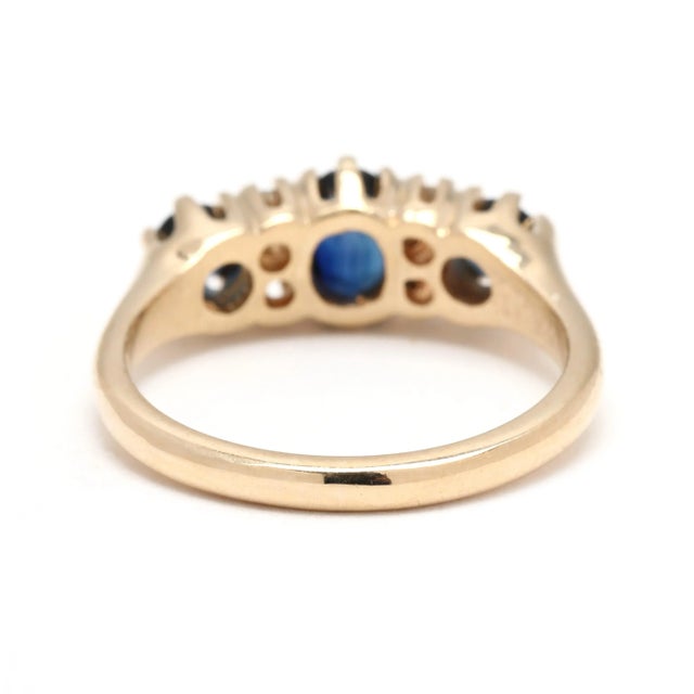 Vintage 1.08ctw Sapphire and Diamond Band Ring, 14k Yellow Gold, Ring Size 6.25 For Sale - Image 4 of 6