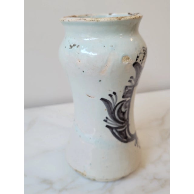 19th Century Antique Spanish Pharmacy Jar, Known as an Albarelos For Sale - Image 4 of 8