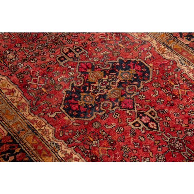 1960s 4 X 7 Hand-Knotted Persian Bidjar Wool Rug in Red From the 1960s For Sale - Image 5 of 8