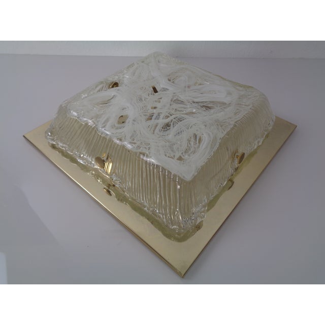 Sculptural Murano Glass & Brass Ceiling Light attributed to Angelo Brotto, Italy, 1970s For Sale - Image 12 of 18