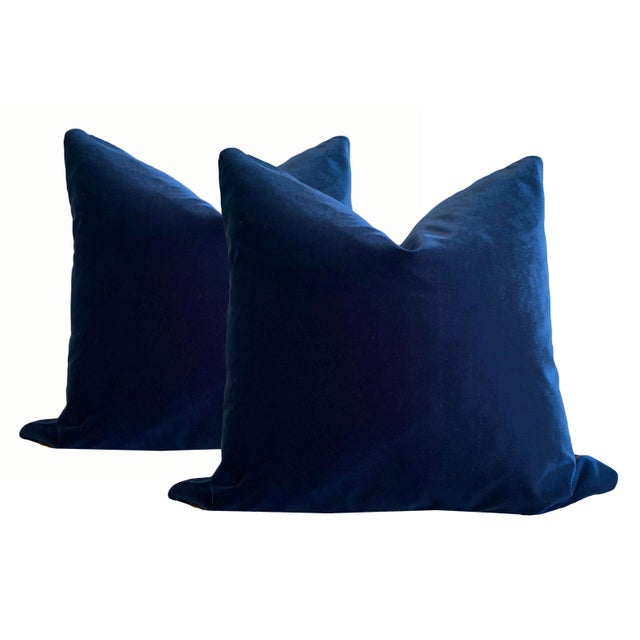 Indigo Velvet Pillow Covers - A Pair For Sale - Image 4 of 4