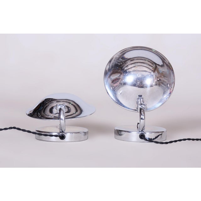 1920s Bauhaus Table Lamps in Chrome and Steel from Napako, Czech, 1920s, Set of 2 For Sale - Image 5 of 11