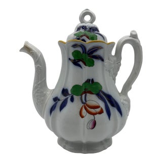 A Fine Antique Staffordshire Gaudy Decorated Ironstone Coffee Pot, Circa 1840's For Sale