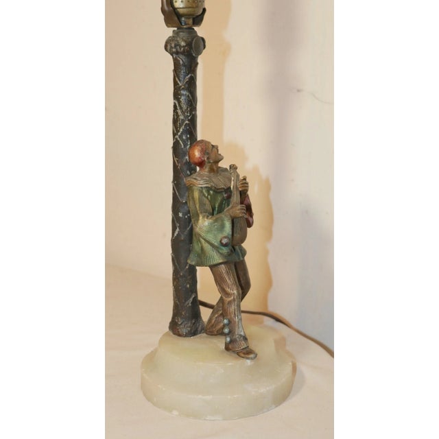Bronze Antique Austrian Figural Bronze Patinated Electric Clown Candelabra Lamp Light For Sale - Image 8 of 12