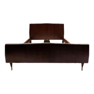 1950s Modern Queen Bed Italian Sapele + Bronze Osvaldo Borsani Italy