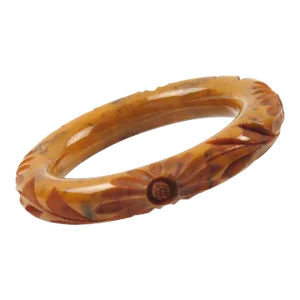 Bakelite Carved Bracelet Bangle Orange Apple Cider and Black