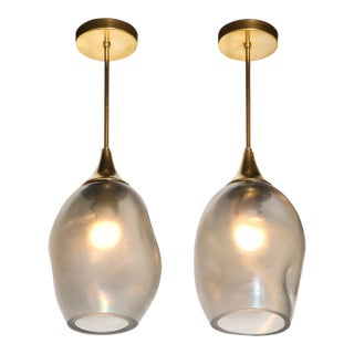 Custom by High Style Deco Hand-Blown Murano Glass 'Helios' Pendant Chandeliers For Sale