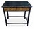 Vintage ebony bamboo side table with natural bamboo Greek key apron. Versatile size.