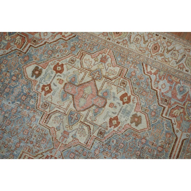 19th Century Sky Blue Antique Senneh Rug 4'7'' X 6'6'' For Sale - Image 4 of 13