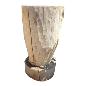 19th Century Large Mexican Huastec Primitive Hand Hewn Log Mortar