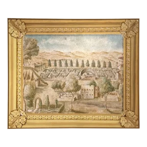 Large Oil on Canvas Painting of an Italian Garden