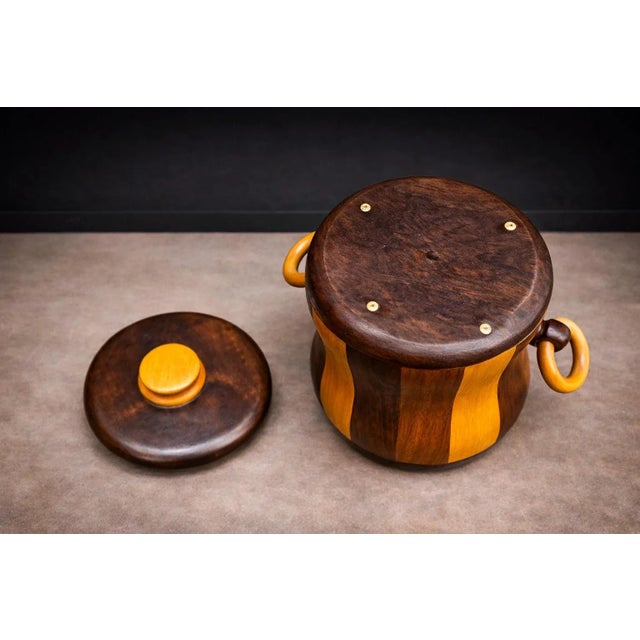 Burnt Orange 1960s Ice Bucket in Imbuia and Brazilian Hardwood, Unknown - Lot 179 For Sale - Image 8 of 10