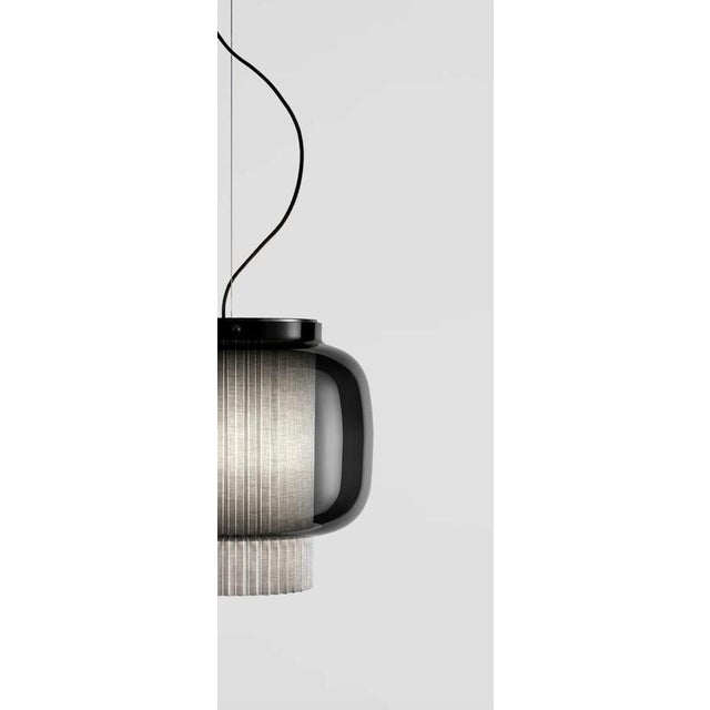 Metal Grey Textile and Glass Manila T Pe Suspension Lamp by Sebastian Herkner for Parachilna For Sale - Image 7 of 13