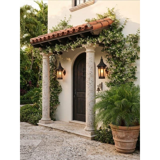 Vintage Moroccan-Style Wrought Metal and Glass Wall Lanterns - a Pair For Sale - Image 9 of 12