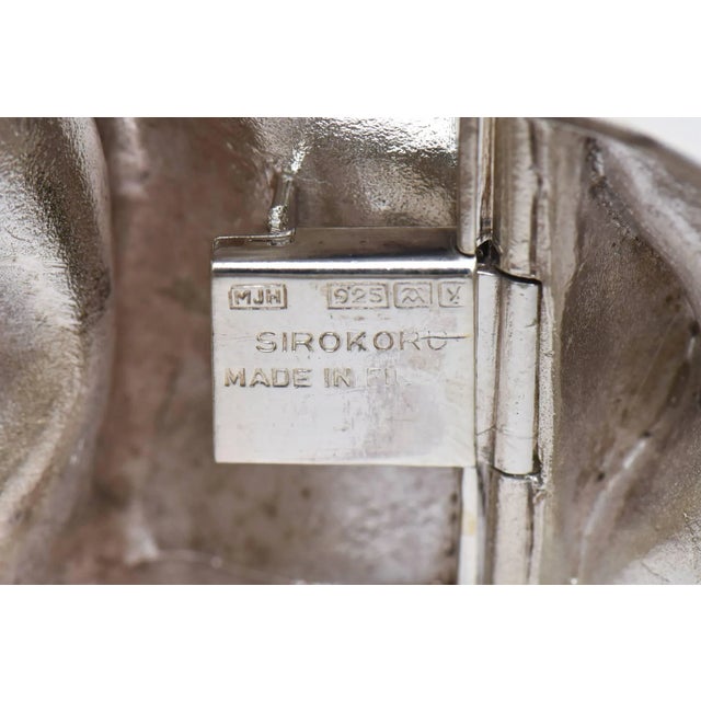 Metal Vintage Signed Sirokoro Sterling Silver Sculptural Cuff Bracelet Finland Rare For Sale - Image 7 of 9