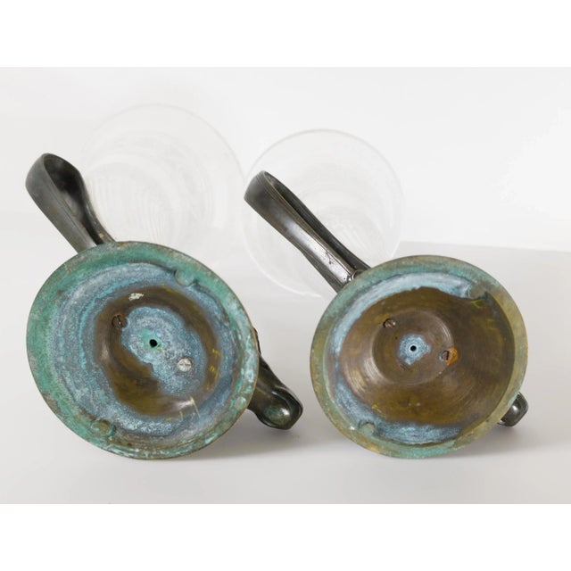 19th Century Near Pair of Bronze and Glass Deer Form Cornucopia Vases For Sale - Image 12 of 12