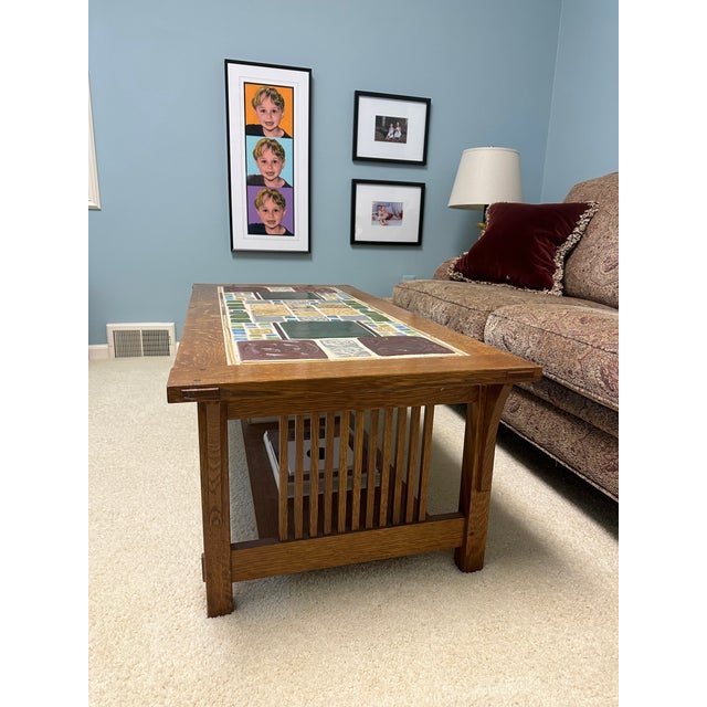 Stickley Coffee Table With Pewabic Pottery Tiles Chairish