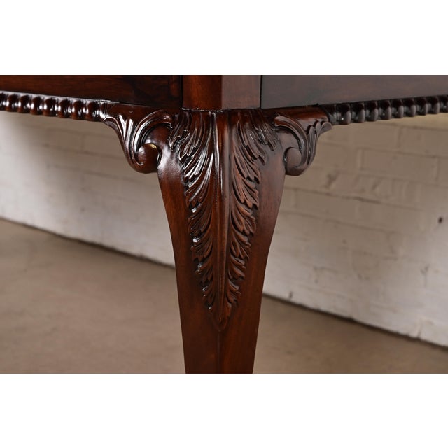 Henredon Style Chippendale Carved Mahogany Extension Dining Table, Newly Refinished For Sale - Image 11 of 14