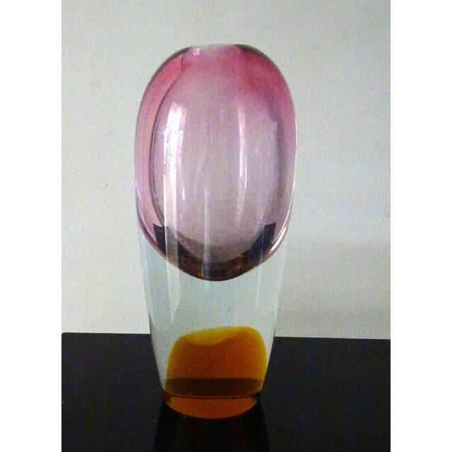 Orange Pink Glass Vase, 1960s For Sale - Image 8 of 10