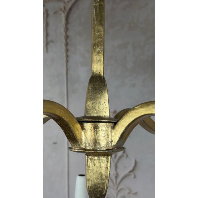 Gilt Gold Metal Leaf Chandelier by Miamar Home - Pair For Sale - Image 13 of 15