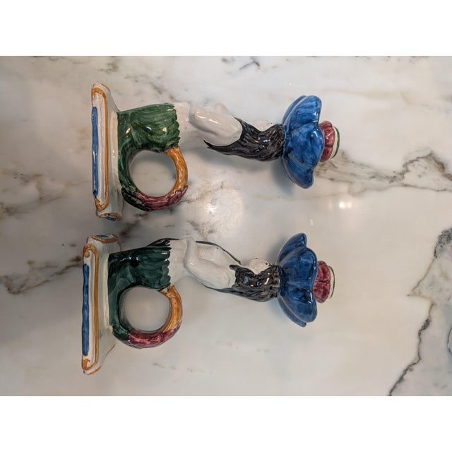 Pair of Contemporary Les Ottomans Hand-Painted Ceramic Mermaid Candlesticks For Sale - Image 4 of 8
