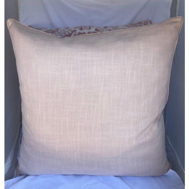 Early 21st Century Custom Pink & White Glicine Fortuny Patterned Textile Pillow For Sale - Image 5 of 5