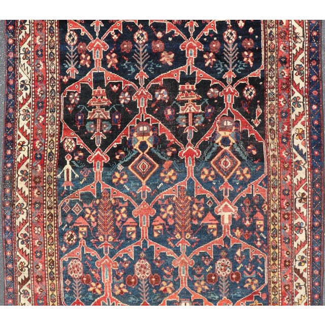 Antique Persian Bakhitari Colorful Rug With All-Over Floral Medallion Design For Sale In Atlanta - Image 6 of 12
