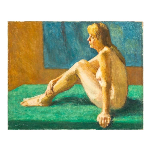 Carlos Parra Seated Nude Oil on Canvas, 1967 For Sale