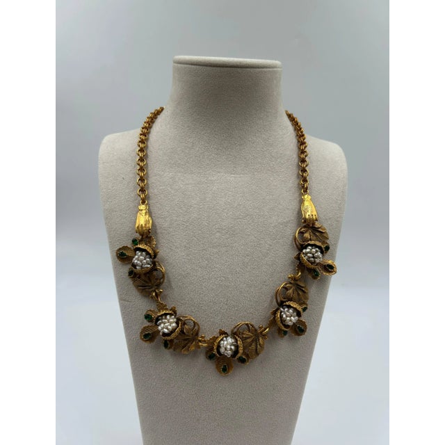1990s Gold-toned Brass And Freshwater Pearl Statement Necklace For Sale - Image 5 of 11