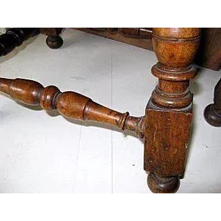 Italian Italian Walnut Stools, Turned Legs Upholstered Seat - a Pair For Sale - Image 3 of 4