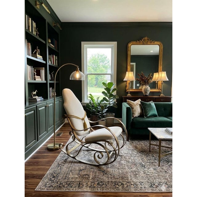 An elegant, high-back mid-century modern rocking chair heavily inspired by iconic Thonet bentwood designs. This piece...