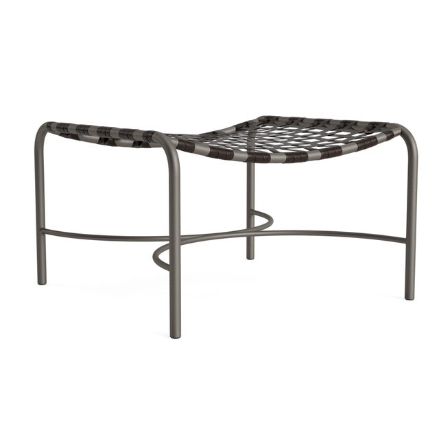 Not Yet Made - Made To Order Brown Jordan Kantan Aluminum Vinyl Ottoman, Mica frame with Coffee fabric For Sale - Image 5 of 11