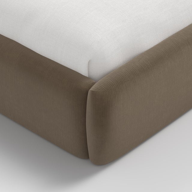 Tori Platform Bed in Walnut Slub Velvet, Queen For Sale In Chicago - Image 6 of 7